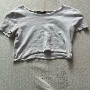 Gray Short Sleeve Crop T-Shirt